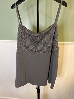 Lane Bryant Charcoal Gray Stretch Knit Camisole w/lace. Size 22/24